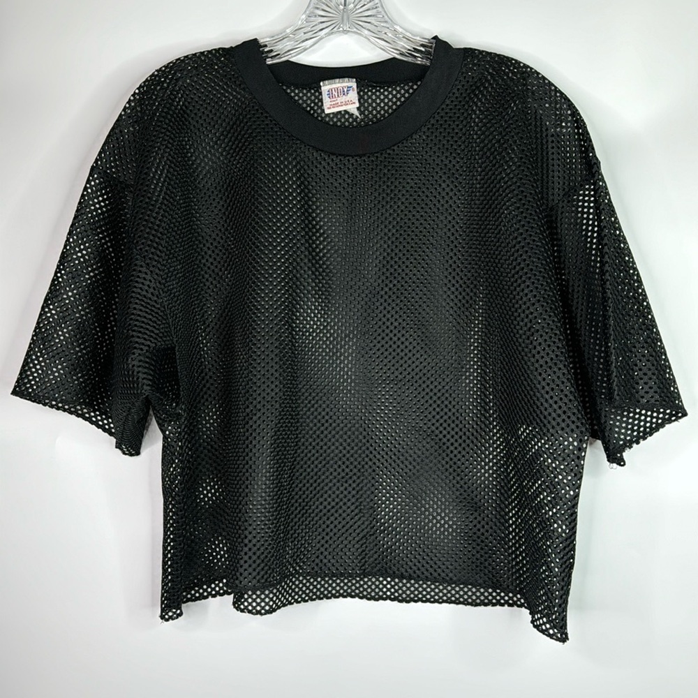 Vintage Indy Knit Mesh Goth Short Sleeve Cropped Shirt L/XL